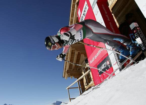 Kjetil Andre Aamodt (Norwegen) - Start Alpiner Skilauf Herren Weltcup 2004 2005, Welt-Cup, Worldcup, World, WC, Ski Alpin, Skisport, Abfahrt, Training Einzelbild Lauberhorn Wengen Dynamik