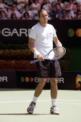 Thomas Haas (Deutschland) erleichtert Tennis Herren Australian Open 2005, ATP Tour, Grand Slam, Hartplatz, Hardcourt, Hartplatztennis, Hartplatzturnier Einzelbild Melbourne Erschöpfung,