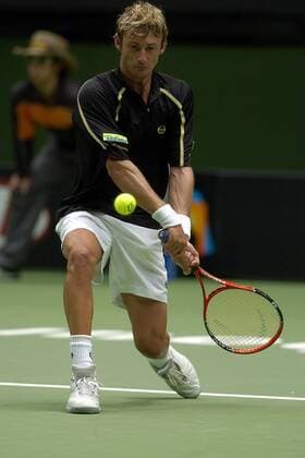 Juan Carlos Ferrero (Spanien) - beidhändige Rückhand Tennis Herren Australian Open 2005, ATP Tour, Grand Slam, Hartplatz, Hardcourt, Hartplatztennis, Hartplatzturnier Einzelbild Melbourne