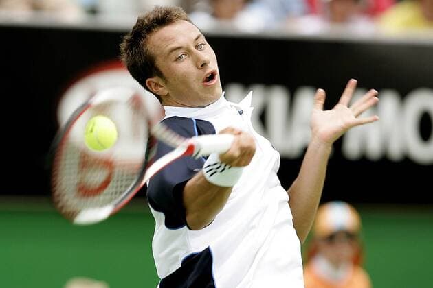 Philipp Kohlschreiber (Deutschland) - Vorhand Tennis Herren Australian Open 2005, Grand Slam, ATP Tour Einzelbild Melbourne Dynamik,