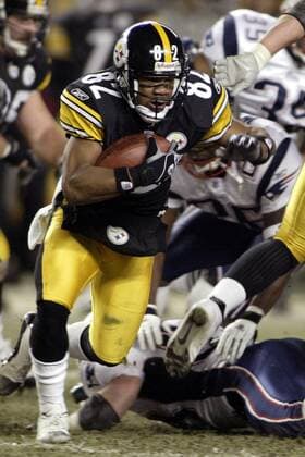 Wide Receiver Antwaan Randle El (Pittsburgh Steelers) mit der Pille - !! (Icon7521096) American Football Herren NFL 2004 2005, AFC, Conference Championship, Pittsburgh Steelers - New England Patriots 27:41, Vdig Einzelbild Pittsburgh Dynamik, EDITORIAL USE ONLY