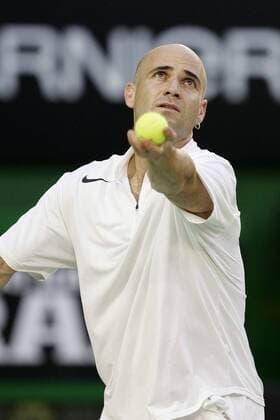 Andre Agassi (USA) - Aufschlag Tennis Herren Australian Open 2005, Grand Slam, ATP-Tour Einzelbild Melbourne