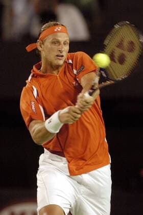 David Nalbandian (Argentinien) - beidhändige Rückhand Tennis Herren Australian Open 2005, ATP Tour, Grand Slam, Vdig Einzelbild Melbourne