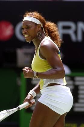 Serena Williams (USA) fletscht verbissen die Zähne Tennis Damen Australian Open 2005, Grand Slam, WTA Tour Einzelbild Melbourne Kampf, Freude,