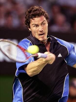 Marat Safin (Rußland) - Vorhand Tennis Herren Australian Open 2005, Grand Slam, ATP Tour Einzelbild Melbourne Dynamik,