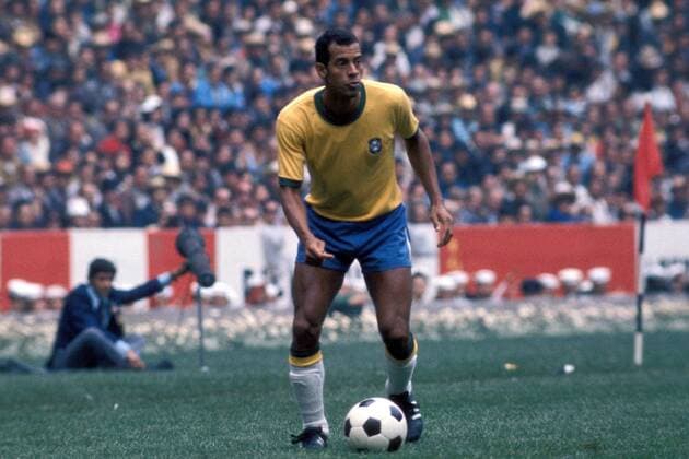 Carlos Alberto (Brasilien) am Ball Fußball WM Herren Weltmeisterschaft 1970, Nationalmannschaft, Nationalteam, Nationaltrikot, Finale, Endspiel Einzelbild Länderspiel Mexiko City