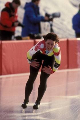 Christa Luding (Deutschland) - Olympiadritte über 500 Meter Eisschnellauf OS Winter Damen Olympische Winterspiele 1992, Olympia, Olympiade, Spiele, Eisschnelllauf, Eisschnellaufen, Einzelbild Albertville