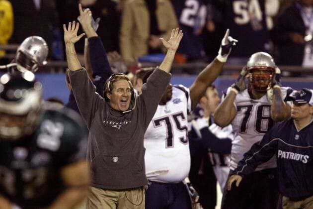 Head Coach Bill Belichick (New England Patriots) feiert den Superbowlsieg - (Icon5923123) American Football Herren NFL 2004 2005, SuperBowl, Super Bowl, Endspiel, Finale, Einzelbild Jacksonville Begeisterung, Freude, EDITORIAL USE ONLY