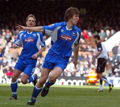 Grzegorz Rasiak (Derby County) - Torjubel -  Fußball Herren FA Cup 2004 2005, Englischer Pokal, Derby County, Football League Championship, Vdig Einzelbild London Freude,