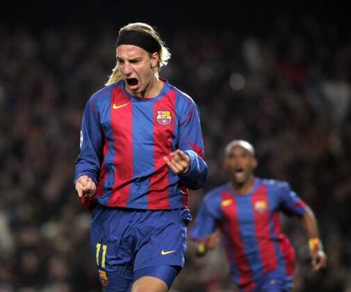 Maxi Lopez (FC Barcelona) - Torjubel -  Fußball EC 1 Herren Champions League 2004 2005, Barca Einzelbild Barcelona Freude, Begeisterung,
