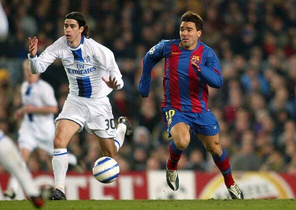 Deco (FC Barcelona, re.) gegen Tiago (Chelsea) Fußball EC 1 Herren Champions League 2004 2005, FC Barcelona - Chelsea FC London 2:1, Barca Gruppe pan8366 Barcelona Dynamik,  