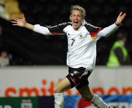 Stefan Kießling (Deutschland U21) - Torjubel -  Fußball Länderspiel Herren U 21 Europameisterschaftsqualifikation 2005, Qualifikation, Nationalmannschaft, Nationalteam, Einzelbild Hull Freude, Begeisterung,