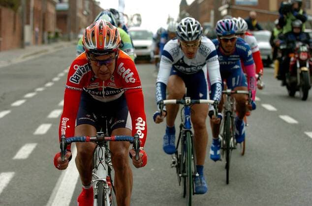 Nico Mattan (li., Belgien Davitamon Lotto) -  Radsport Herren Gent - Wevelgem 2005, ProTour, Straßenradsport, Straße, Rad, Vdig Einzelbild