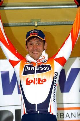 Nico Mattan (Belgien Davitamon Lotto) - Siegesjubel -  Radsport Herren Gent - Wevelgem 2005, ProTour, Straßenradsport, Straße, Rad, Vdig Einzelbild Freude,