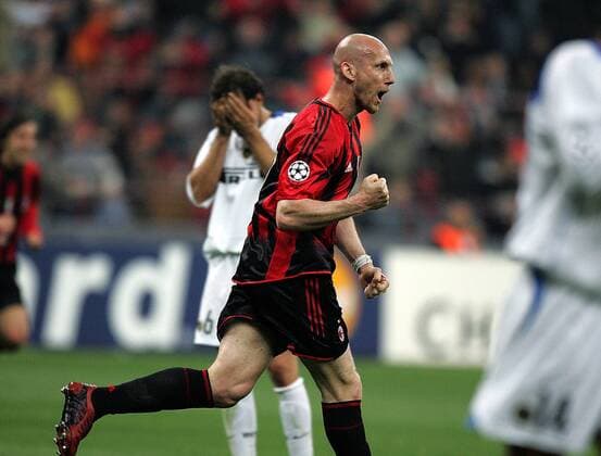Jaap Stam (Milan) - Torjubel Fußball EC 1 Herren Champions League 2004 2005, AC Mailand - FC Internazionale Mailand 2:0, , Viertelfinale, Hinspiel Einzelbild Mailand Begeisterung, Freude,