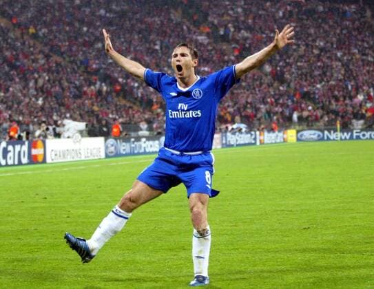 Frank Lampard (Chelsea) - Torjubel Fußball EC 1 Herren Champions League 2004 2005, Viertelfinale, Chelsea FC London, Einzelbild München Freude, Begeisterung,