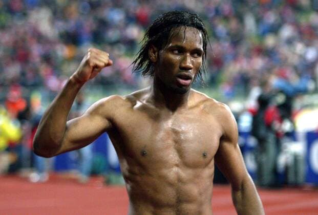 Didier Drogba (Chelsea) - Schlußjubel Fußball EC 1 Herren Champions League 2004 2005, Viertelfinale, Chelsea FC London Einzelbild pan8938 München Freude, Sinnlichkeit  