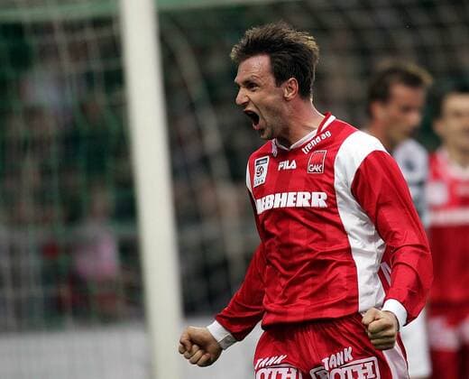 Samir Muratovic (Grazer AK) - Torjubel Fußball Herren tmobileBundesliga 2004 2005, Österreichische Liga, Liebherr Grazer AK, Graz, GAK, Vdig Einzelbild Pasching Freude, Begeisterung,