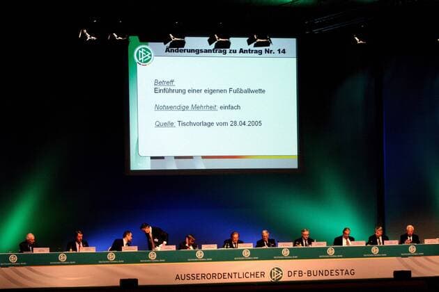 Auf dem außerordentlichen DFB Bundestag 2005 steht die Einführung einer eigenen Fußballwette auf dem Programm Fußball Herren Außerordentlicher DFB Bundestag 2005, Deutscher Fußballbund, Versammlung, Konferenz, Tagung, Vdig Totale Mainz,