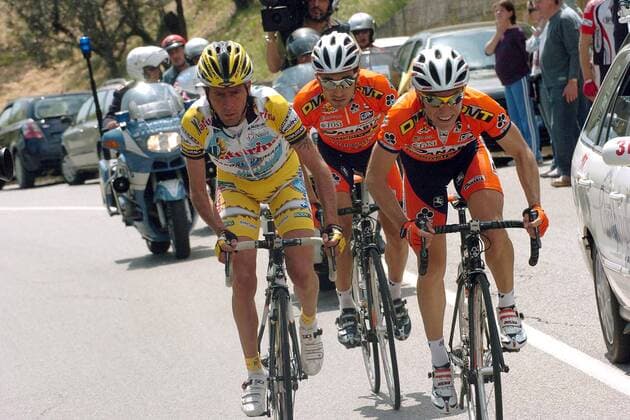 Francesco Casagrande (Italien Naturino, li.) neben Luca Mazzanti (Mitte) und Emanuele Sella (beide Italien Ceramica Panaria) -  Radsport Herren GP Larciano 2005, Straßenradsport, Straße, Rad Gruppe