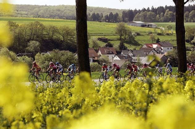 Das Peloton fährt durch den Taunus Radsport Herren Rund um den Henninger Turm 2005, Straßenradsport, Straße, Rad Totale Frankfurt M.