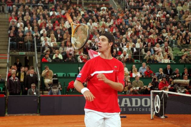 Richard Gasquet (Frankreich) läßt den Tennisschläger fliegen Tennis Herren Master Series Hamburg 2005, ATP Tour, Finale, Endspiel Einzelbild Am Rothenbaum Hamburg