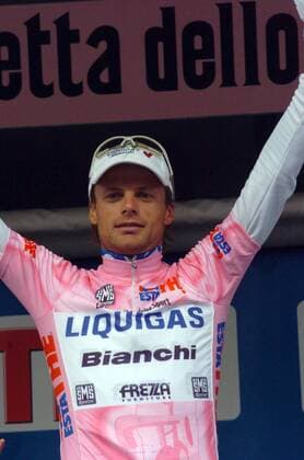 Danilo di Luca (Italien Liquigas Bianchi) im rosa Trikot des Gesamtführenden -  Radsport Herren 88. Giro d Italia 2005, dItalia, ProTour, Straßenradsport, Straße, Rad Einzelbild 9. Etappe: Firenze - Ravenna