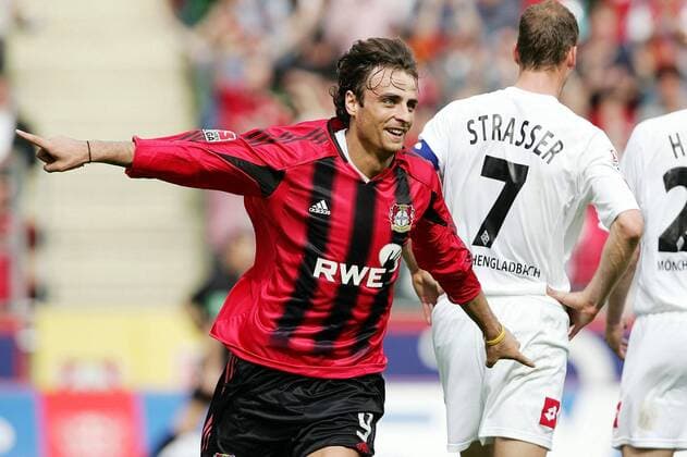 Dimitar Berbatov (Leverkusen) - Torjubel Fußball 1. BL Herren Saison 2004 2005, Bayer 04 Leverkusen - Borussia Mönchengladbach 5:1 Einzelbild Leverkusen Freude,