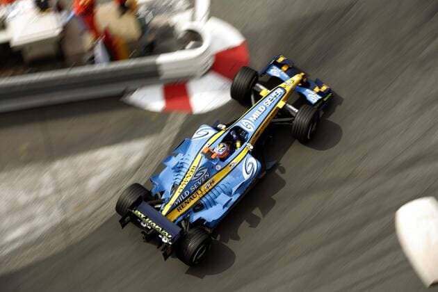 Fernando Alonso (Spanien Renault) in seinem Boliden Motorsport Grand Prix Herren Großer Preis von Monaco 2005, Formel 1 Weltmeisterschaft, F1, F, GP, WM Einzelbild Circuit de Monaco Monte Carlo