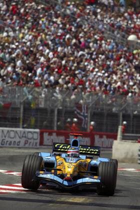 Fernando Alonso (Spanien Renault) in seinem Boliden Motorsport Grand Prix Herren Großer Preis von Monaco 2005, Formel 1 Weltmeisterschaft, F1, F, GP, WM Einzelbild Circuit de Monaco Monte Carlo