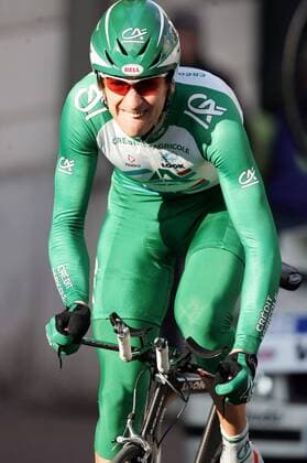 Bradley Wiggins (Großbritannien Credit Agricole) Radsport Herren 72. Paris Nizza 2005, ProTour, Prolog, Einzelzeitfahren, Zeitfahren, Straßenradsport, Straße, Rad Einzelbild pan8455 Issy les Moulineaux, Paris Anstrengung  