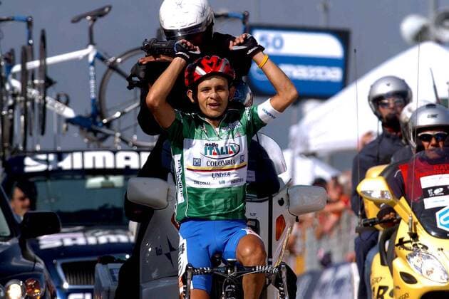 Etappensieger Jose Rujano Guillen (Venezuela Selle Italia Colombia) -  Radsport Herren 88. Giro d Italia 2005, dItalia, Straßenradsport, Straße, Rad, ProTour, Einzelbild 19. Etappe: Savigliano - Sestriere Freude,