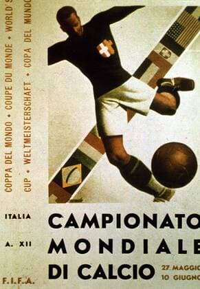 Veranstaltungsplakat der Weltmeisterschaft 1934 in Italien -  Fußball WM Herren Weltmeisterschaft 1934, offizielles Einzelbild