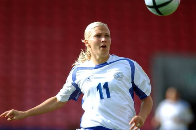 Heidi Kackur (Finnland) Fußball EM Damen Europameisterschaft 2005, Frauen, Frauenfußball, Länderspiel, Gruppe A, Einzelbild Blackpool Dynamik,