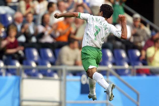 Antonio Naelson (Mexiko) - Torjubel Fußball Länderspiel Herren Confederations Cup 2005, Confederationscup, Konföderationencup, Konföderationen, Gruppe B, Vdig Einzelbild Hannover Freude, Begeisterung