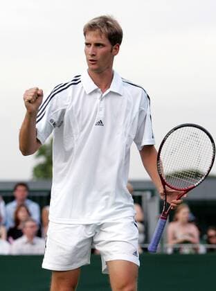 Florian Mayer (Deutschland) jubelt Tennis Herren All England Championships 2005, Grand Slam, ATP Tour, Einzelbild Wimbledon London Freude,