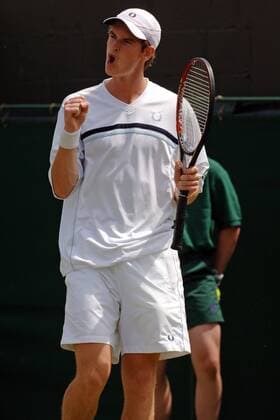 Andrew Murray (Großbritannien) jubelt Tennis Herren All England Championships 2005, Grand Slam, ATP Tour Einzelbild Wimbledon London