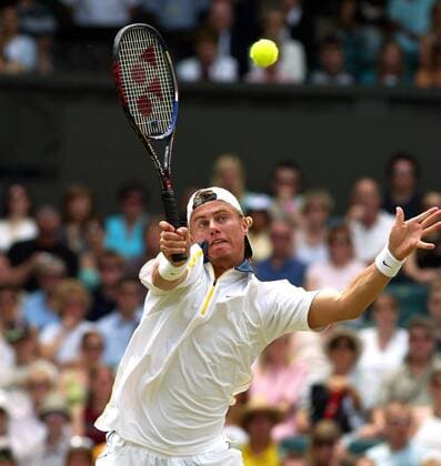 Lleyton Hewitt (Australien) - Vorhandvolley Tennis Herren All England Championships 2005, Grand Slam, ATP Tour Einzelbild Wimbledon London Dynamik,