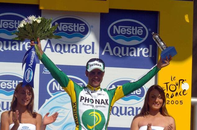 Oscar Pereiro Sio (Spanien Phonak) ist Etappensieger der 16. Etappe der Tour de France - , Radsport Herren Tour de France 2005, ProTour, Straßenradsport, Straße, Rad Gruppe 16. Etappe: Mourenx - Pau Freude,