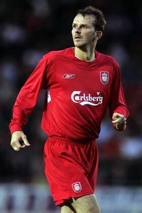 Dietmar Hamann (Liverpool) - EDITORIAL USE ONLY. No use with unauthorised audio, video, data, fixture lists, club league logos or live services. Online in-match use limited to 120 images, no video emulation. No use in betting, games or single club league player publications. Fußball EC 1 Herren Champions League Qualifikation 2005 2006, English Premier League, 1. Englische Liga, Liverpool FC Einzelbild Wrexham