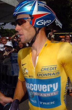 Der Gesamtführende Lance Armstrong (USA Discovery Channel) -  Radsport Herren Tour de France 2005, ProTour, Straßenradsport, Straße, Rad Einzelbild 20. Etappe: Saint Etienne