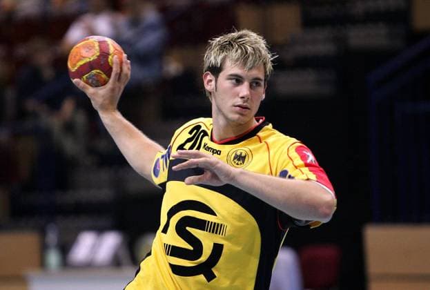 Uwe Gensheimer (Deutschland U 21) - Siebenmeter Handball Länderspiel Herren Länderspiel 2005, Test, Testspiel, Freundschaftsspiel, Nationalmannschaft, Nationalteam Einzelbild Düren