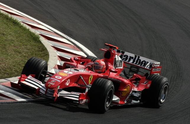 Michael Schumacher (Deutschland Ferrari) in seinem Boliden Motorsport Grand Prix Herren Großer Preis von Ungarn 2005, Formel 1 Weltmeisterschaft, F1, F, GP, WM, Qualifying Einzelbild Hungaroring Budapest