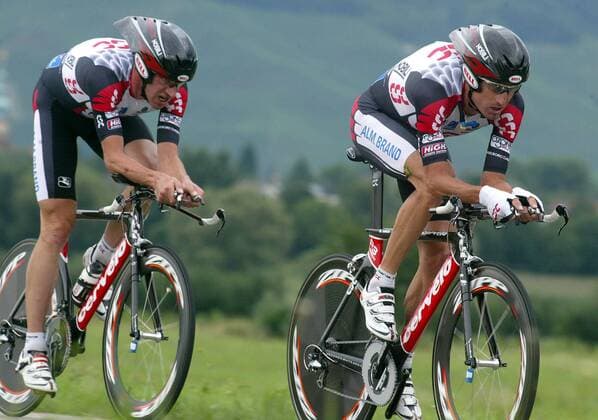 Jens Voigt (Deutschland, li.) und Bobby Julich (USA beide CSC) Radsport Herren LuK Challenge 2005, Cup, Paarzeitfahren, Zeitfahren, Straßenradsport, Straße, Rad Gruppe Bühl