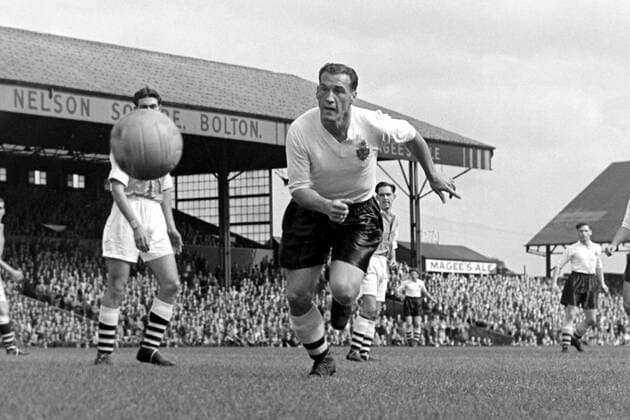Nathaniel Lofthouse (Bolton) - Antritt -  Fußball Herren English First Division 1955 1956, 1. Englische Liga, Bolton Wanderers, Vneg, Vsw Einzelbild Burnden Park Bolton Dynamik,