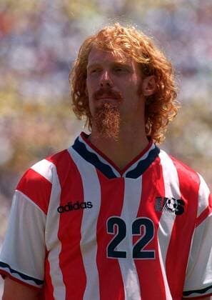 Alexi Lalas (USA) -  Fußball WM Herren Weltmeisterschaft 1994, Nationalmannschaft, Nationalteam, Nationaltrikot, Länderspiel, Achtelfinale Porträt Palo Alto, Stanford
