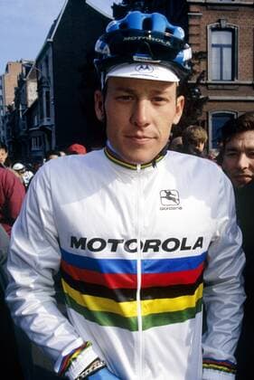 Lance Armstrong (USA Motorola) im Weltmeistertrikot -  Radsport Herren Lüttich Bastogne Lüttich 1994, Straßenradsport, Straße, Rad Porträt Lüttich