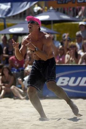 Karch Kiraly (USA) jubelt - (Icon4030655) Beachvolleyball Herren Huntington Beach Open 2005, AVP Nissan Series, Finale Einzelbild Huntington Beach Freude, EDITORIAL USE ONLY