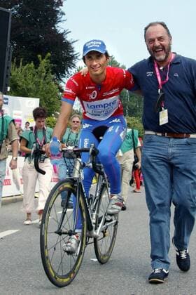Etappensieger Daniele Bennati (Italien Lampre Caffita, li.) Radsport Herren Deutschland Tour 2005, Deutschlandtour, ProTour, Straßenradsport, Straße, Rad, Rundfahrt Gruppe 5. Etappe: Sölden - Friedrichshafen Freude,