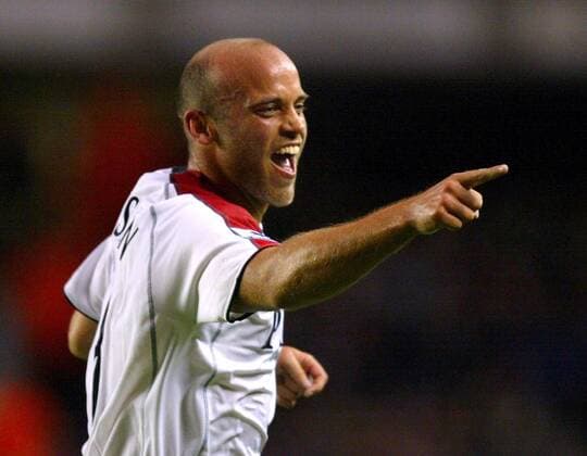Claus Jensen (Fulham) - Torjubel -  Fußball Herren English Premier League 2005 2006, 1. Englische Liga, FC Fulham Einzelbild London Freude,